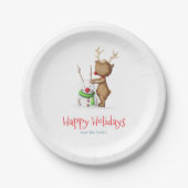 Assiettes En Carton Cute Reindeer et Snowman Noël Famille de Noël (Devant)