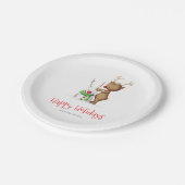 Assiettes En Carton Cute Reindeer et Snowman Noël Famille de Noël (Angle)