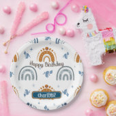 Assiettes En Carton Cute Retro Boho Celestial Motif Anniversaire (Fête)