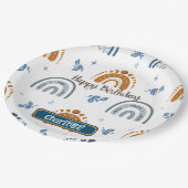 Assiettes En Carton Cute Retro Boho Celestial Motif Anniversaire (Angle)