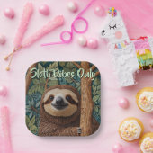 Assiettes En Carton Cute retro boho Sloth Hang in there sloth vibes  (Fête)