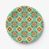 Assiettes En Carton Cute Retro Floral Motif vert clair (Devant)