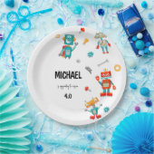 Assiettes En Carton Cute Robots Plaque de papier d'anniversaire (Fête)