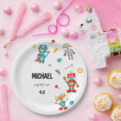 Assiettes En Carton Cute Robots Plaque de papier d'anniversaire (Fête)