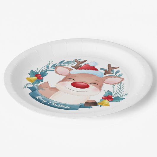 Assiettes En Carton Cute Rudolph (Angle)