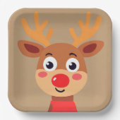 Assiettes En Carton Cute Rudolph Plaque Papier Reindeer à nez rouge (Recto)