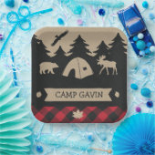 Assiettes En Carton Cute Rustic Flannel Camping fête d'anniversaire (Fête)