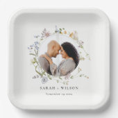 Assiettes En Carton Cute Rustic Meadow Floral Wreath Mariage photo (Recto)