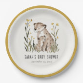 Assiettes En Carton Cute Rustic Mum and Baby Tiger Foliage Baby Shower (Devant)