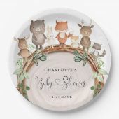 Assiettes En Carton Cute Rustic Woodland Animaux Forêt Baby shower (Devant)