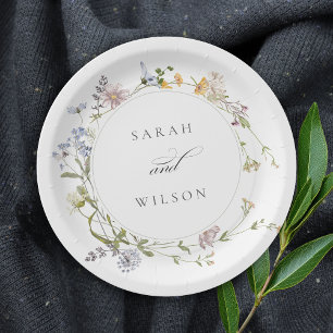 Assiettes En Carton Cute Rustique Jaune Pré Floral Mariage Wreath