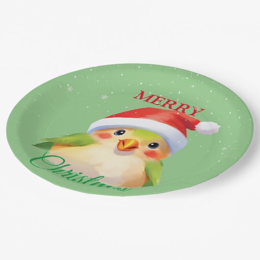 Assiettes En Carton Cute Safari animal oiseau Père Noël Costume de Noë (Angle)