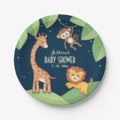 Assiettes En Carton Cute Safari Animaux Baby shower Plaques personnali (Devant)