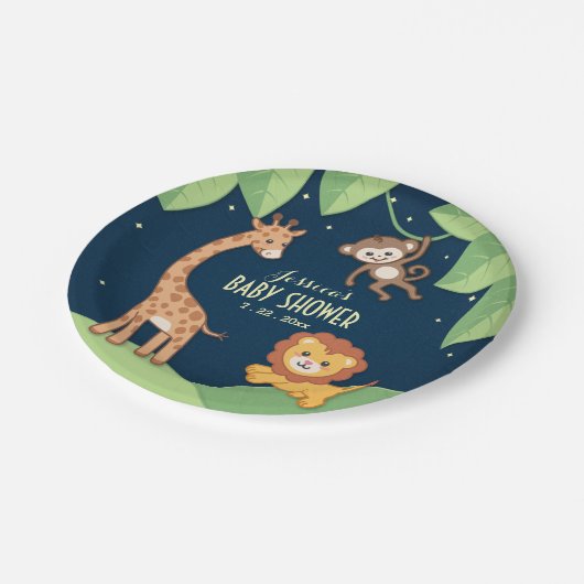 Assiettes En Carton Cute Safari Animaux Baby shower Plaques personnali (Angle)