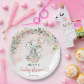 Assiettes En Carton Cute safari bébé éléphant eucalyptus blush or (Fête)