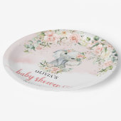 Assiettes En Carton Cute safari bébé éléphant eucalyptus blush or (Angle)