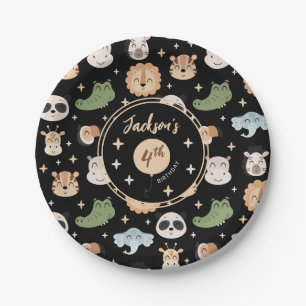 Assiettes En Carton Cute Safari zoo animal anniversaire garçon plaques