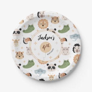 Assiettes En Carton Cute Safari zoo animal anniversaire garçon plaques