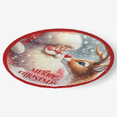 Assiettes En Carton Cute Santa and Rudolph Cartoon Christmas Paper  (Angle)