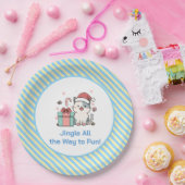 Assiettes En Carton Cute Santa Cat with Gift Box (Fête)