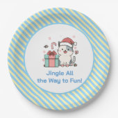 Assiettes En Carton Cute Santa Cat with Gift Box (Devant)