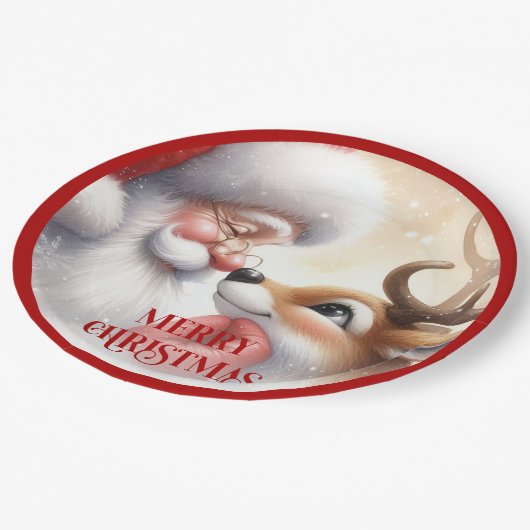 Assiettes En Carton Cute Santa Claus Cartoon Holiday Party Paper Plate (Angle)