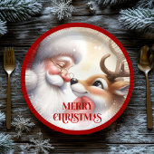 Assiettes En Carton Cute Santa Claus Cartoon Holiday Party Paper Plate