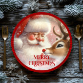 Assiettes En Carton Cute Santa Claus Rudolph Holiday Paper Plates