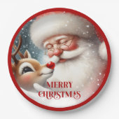 Assiettes En Carton Cute Santa Rudolph Christmas Party Paper Plates (Devant)