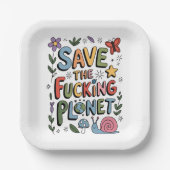Assiettes En Carton Cute Save Planet De l'environnement Ecowarrier (Recto)