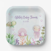 Assiettes En Carton Cute Sea Créatures Plaques de Baby shower rose (Recto)