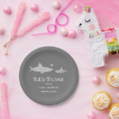 Assiettes En Carton Cute Sharks Solid Grey Arrière - plan | BABY SHOWE (Fête)