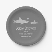 Assiettes En Carton Cute Sharks Solid Grey Arrière - plan | BABY SHOWE (Devant)