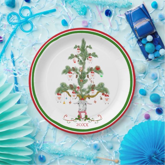 Assiettes En Carton Cute Sheep Tree Fleece Navidad (Fête)