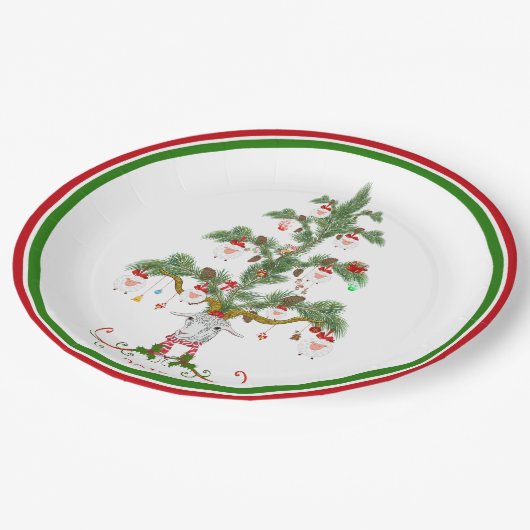 Assiettes En Carton Cute Sheep Tree Fleece Navidad (Angle)