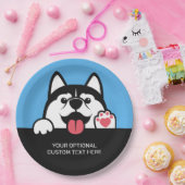 Assiettes En Carton Cute Siberian Husky personnalisé texte et couleur (Fête)
