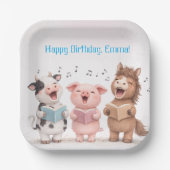 Assiettes En Carton Cute Singing Animals - Cow Pig Pony (Recto)