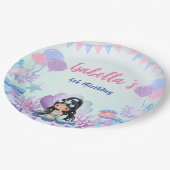 Assiettes En Carton Cute Sirène Arc-en-ciel Aquarelle fête d'anniversa (Angle)