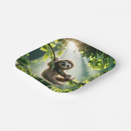 Assiettes En Carton Cute Sloth In Backlit By Sunbeams (Angulaire)
