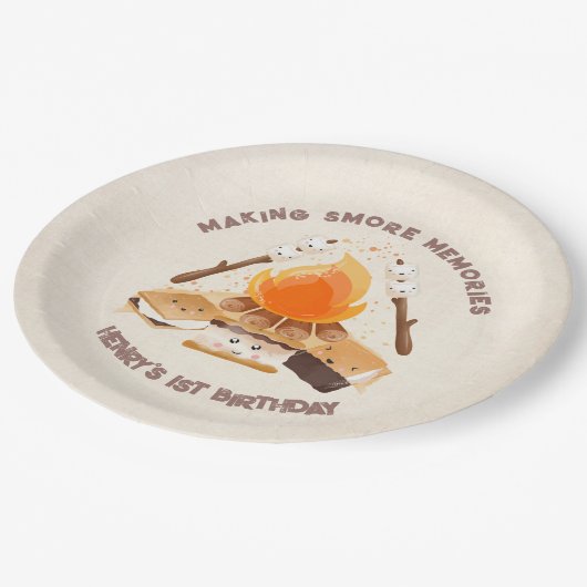 Assiettes En Carton Cute S'more Fun Campfire 1ère Plaques Papier Anniv (Angle)