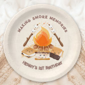 Assiettes En Carton Cute S'more Fun Campfire 1ère Plaques Papier Anniv