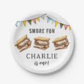 Assiettes En Carton Cute Smores Camping Rustique 1er anniversaire (Devant)