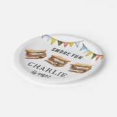 Assiettes En Carton Cute Smores Camping Rustique 1er anniversaire (Angle)