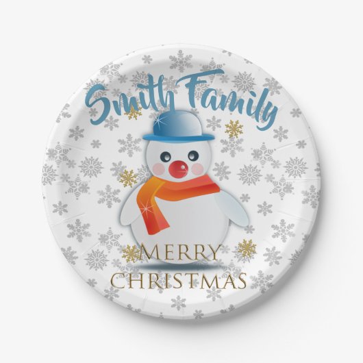 Assiettes En Carton Cute Snowman (Devant)