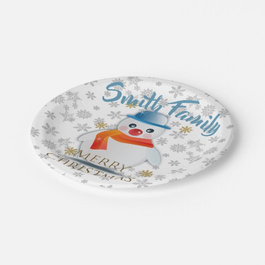 Assiettes En Carton Cute Snowman (Angle)