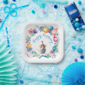 Assiettes En Carton Cute souris portant un Casquette de fête (Fête)