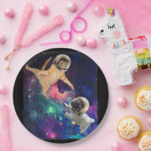 Assiettes En Carton Cute Space Chat vs Space Chien Galaxy Epic Feu In  (Fête)