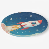 Assiettes En Carton Cute space rocket blasting off (Angle)