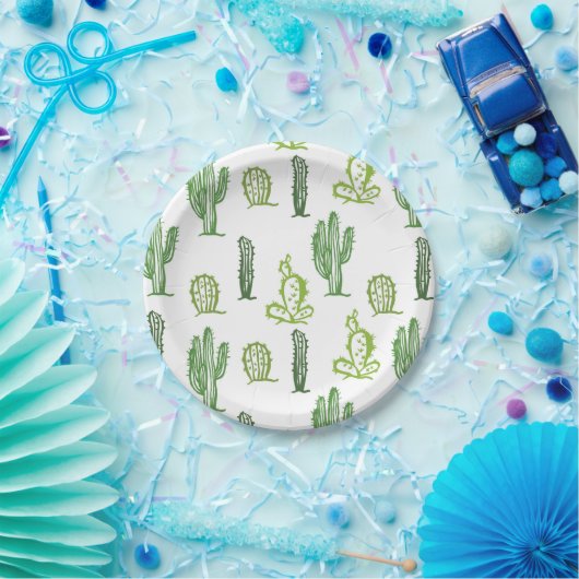 Assiettes En Carton Cute Succulent Joli Cactus en papier vert (Fête)