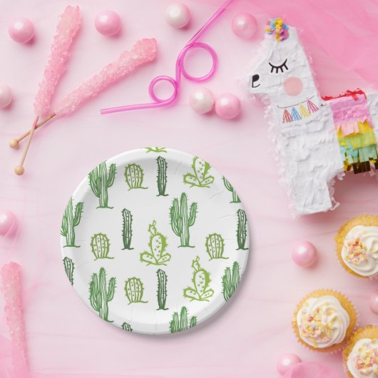 Assiettes En Carton Cute Succulent Joli Cactus en papier vert (Fête)